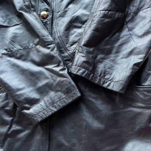 🔥Vintage 90s Pelle New York Milano Classic Seam Leather Jacket Oversized Baggy - Picture 11 of 16